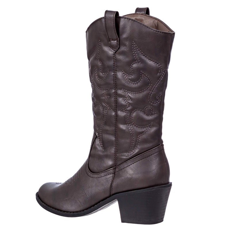 Charles Albert Womens Embroidered Modern Western Cowboy Boot, Brown, 8 - Image 5